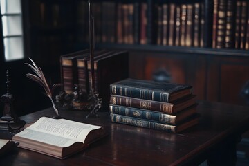 Dark Academia - Vintage study room with classic books, quills, and dark wood - Romanticizing higher education