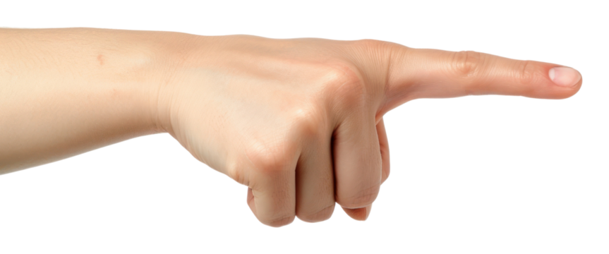PNG  Index finger hand pointing white background.