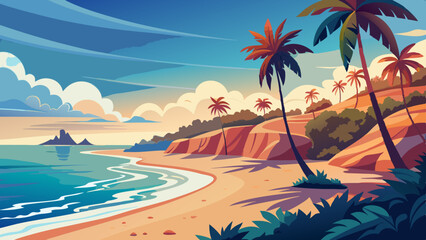 Obraz premium Sea cost beach with palm trees