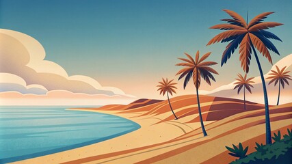 Fototapeta premium Sea cost beach with palm trees