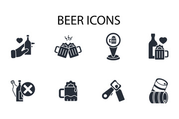 Beer icon set.vector.Editable stroke.linear style sign for use web design,logo.Symbol illustration.