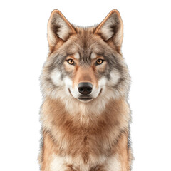 Fototapeta premium A majestic wolf portrait showcasing its piercing gaze and detailed fur, embodying wild beauty and strength in nature. transparent background