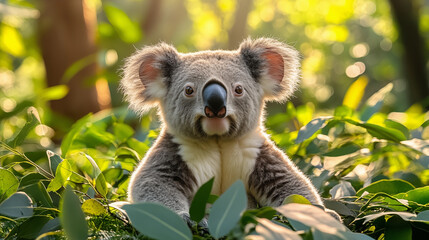 Fototapeta premium Koala in the wild. Beautiful extreme close-up. Printable photo with Instant Download. Digital photography. Art Decor. Digital art.