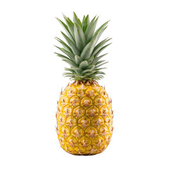 Fototapeta premium A ripe, fresh pineapple with vibrant green leaves ready for culinary use or decoration. transparent background