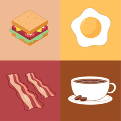 Breakfast Food Illustration Element Set