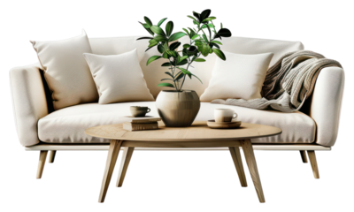 Modern cozy living room setup