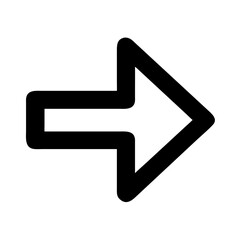 Simple black and white right arrow icon isolated on white background