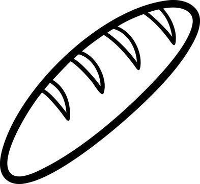 recommend clip art: Simple black and white baguette icon isolated on white background