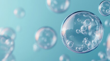 Colorful soap bubbles floating against a blurred garden background during golden hour light