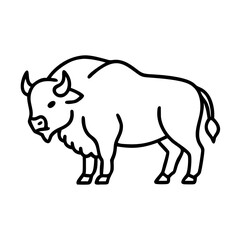 Obraz premium Simple black and white bison icon isolated on white background