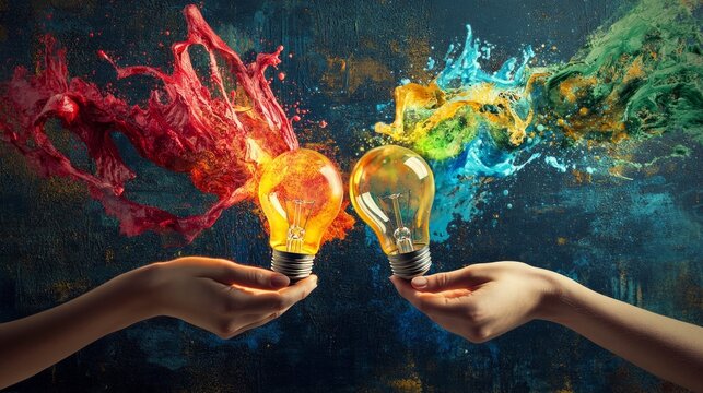 The concept of idea, cooperation, teamwork and creative solution.