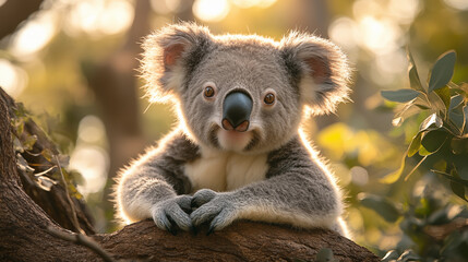 Naklejka premium Koala in the wild. Beautiful extreme close-up. Printable photo with Instant Download. Digital photography. Art Decor. Digital art.