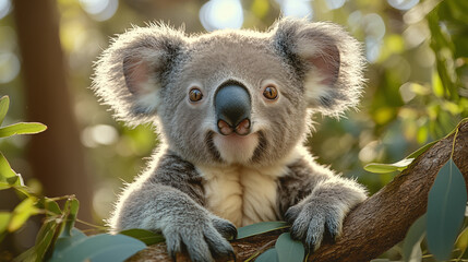Obraz premium Koala in the wild. Beautiful extreme close-up. Printable photo with Instant Download. Digital photography. Art Decor. Digital art.