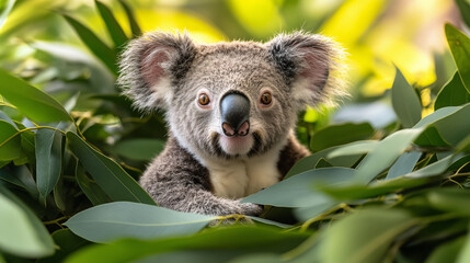 Fototapeta premium Koala in the wild. Beautiful extreme close-up. Printable photo with Instant Download. Digital photography. Art Decor. Digital art.
