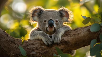 Fototapeta premium Koala in the wild. Beautiful extreme close-up. Printable photo with Instant Download. Digital photography. Art Decor. Digital art.