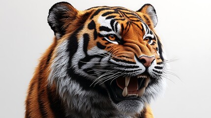 Fototapeta premium Close-up portrait of a tiger with its mouth open, showing its teeth and tongue.