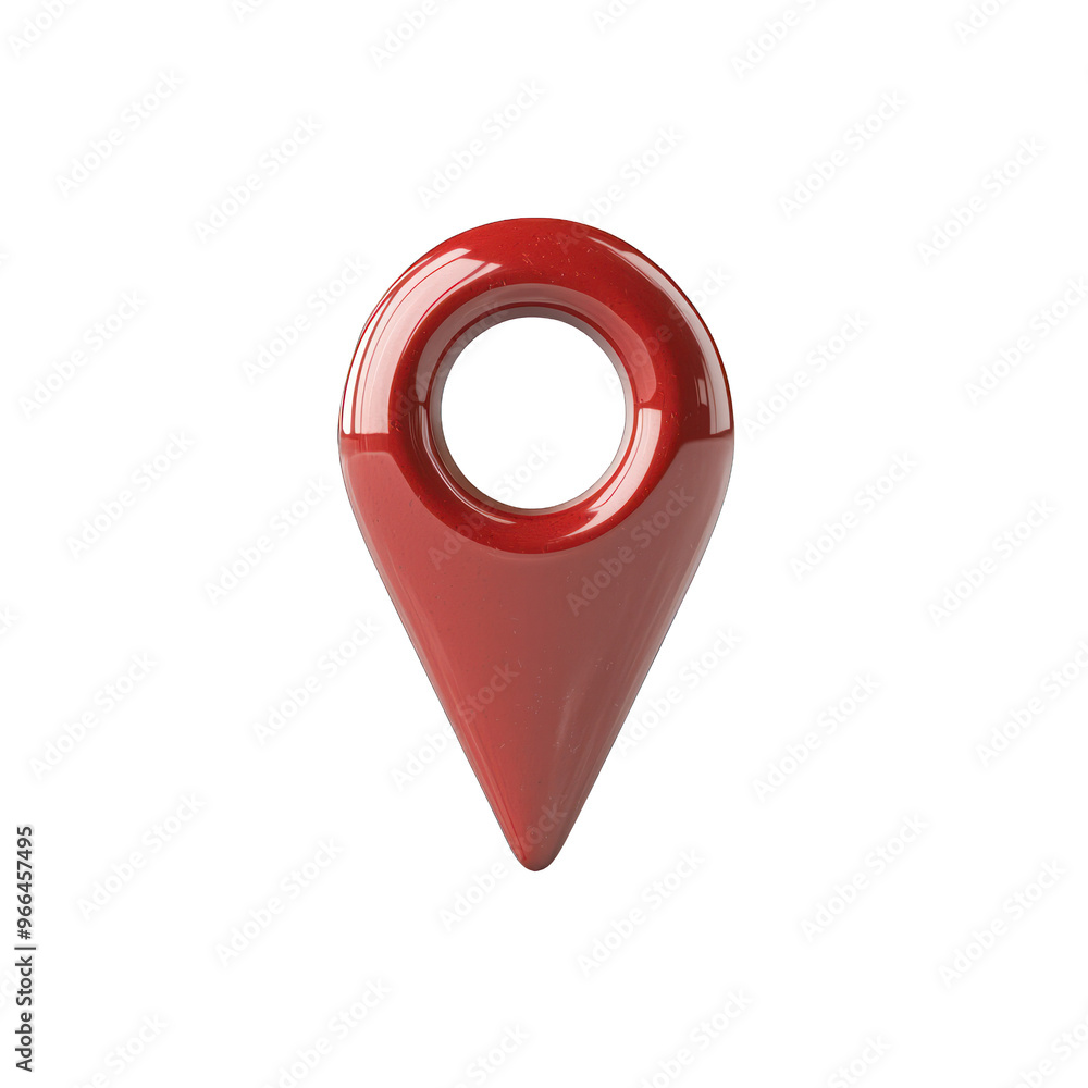 Poster a vibrant red location pin icon, perfect for representing maps and navigation in digital and print m