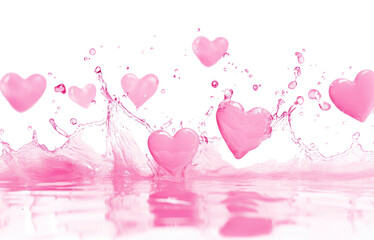 Hearts with splash border symbol pink valentine's.
