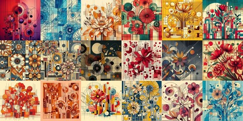 Illustration of  flowers. Modern art style