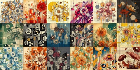Illustration of  flowers. Modern art style