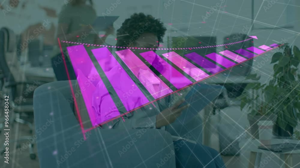 Poster animation of statistics and data processing over diverse doctors