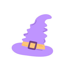 Witch hat with spider and cobweb festive clothes, cute fancy magic accessory hand drawn doodle simple illustration, clipart for Halloween party decoration, cartoon spooky character headwear