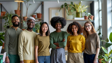 Fototapeta premium A group of diverse people standing in an office