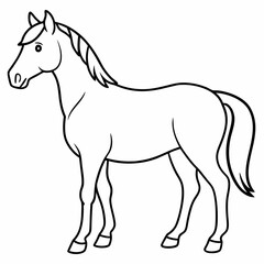 a coloring page of an horse with no color just black lines, vector illustration line art