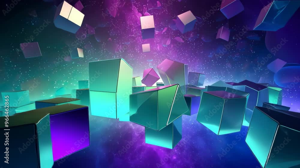 Leinwandbilder futuristic 3d geometric shape background, virtual environment filled with holographic, pulsating geo