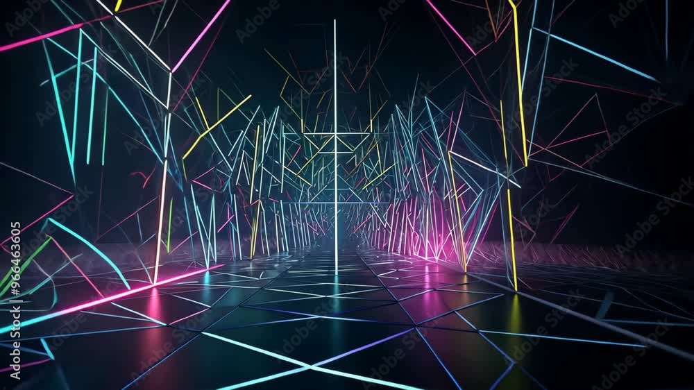 Aufkleber futuristic 3d geometric shape background, virtual environment filled with holographic, pulsating geo