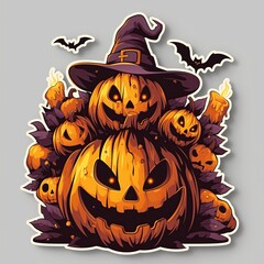 a die-cut sticker halloween personage Delights , 3d generated AI