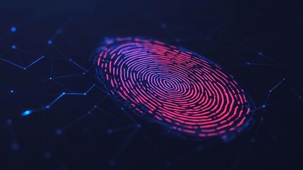 Digital fingerprint turning into a geometric pattern on a dark background, abstract biometric art, creative security
