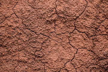 Cracked dry red clay soil background