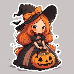 Fototapeta premium a die-cut sticker halloween personage Feels pleasant , generated AI