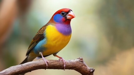Colorful Gouldian Finch on a Branch