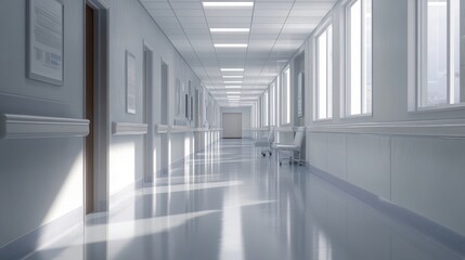 Obraz premium Hospital Corridor with Natural Light
