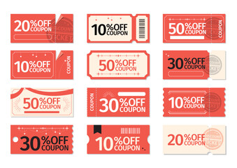 デザインされたクーポンのセット