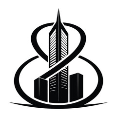 Infinity skyscraper silhouette vector art illustration , Skyscraper silhouette vector art