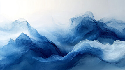 Obraz premium Abstract Blue Ink Wash Landscape Art - Digital Painting for Wall Decor