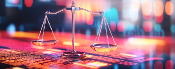 AI-driven legal analytics, digital case data, futuristic law firm environment