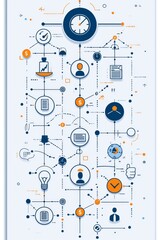 Minimalistic modern design of time and finance management with business icons