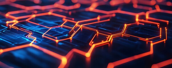 Fototapeta premium Digital currency ecosystem, glowing blockchain network, futuristic financial web