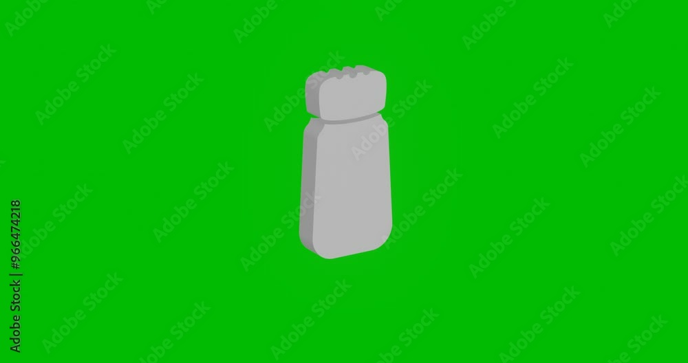 Poster animation of rotation of a white pepper shaker symbol with shadow. simple and complex rotation. seam
