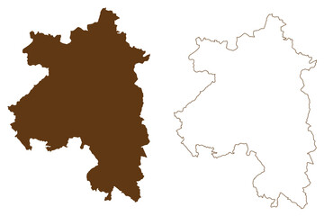 Obraz premium Sonneberg district (Federal Republic of Germany, rural district, Free State of Thuringia) map vector illustration, scribble sketch Sonneberg map