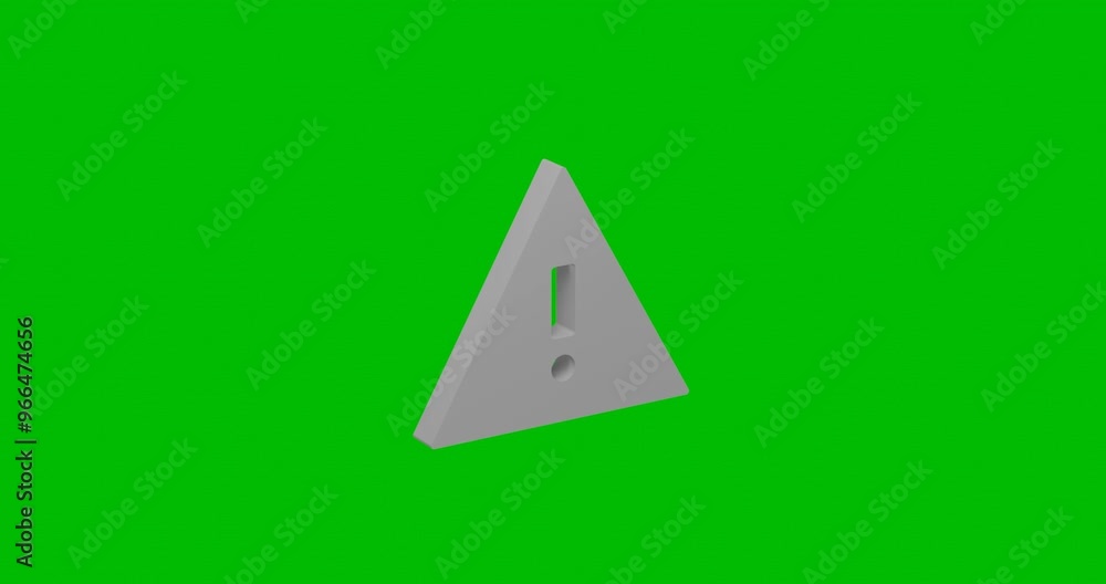 Poster animation of rotation of a white warning symbol with shadow. simple and complex rotation. seamless l