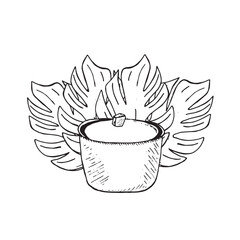 Picnic in graphics. Hand draws graphic illustrations on a white background. Picnic theme for design