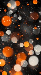 Abstract bokeh pattern background in orange and black colors. Illustration of overlapping lights in crisp orange and classic black colors.