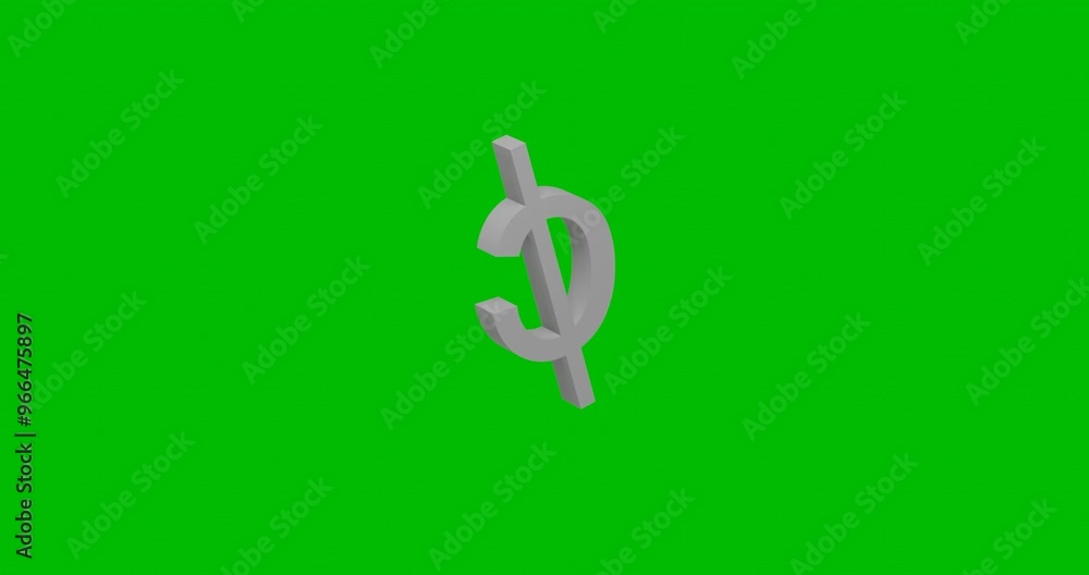 Poster animation of rotation of a white cent symbol with shadow. simple and complex rotation. seamless loop