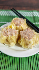 chifa, siu mai stuffed with ground beef, chinese snacks