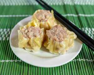 chifa, siu mai stuffed with ground beef, chinese snacks
